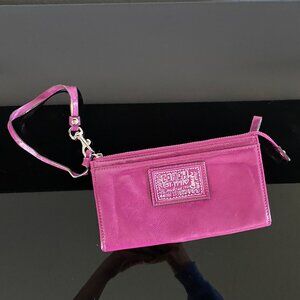Coach Magenta Pink/Purple Leather Wristlet Wallet